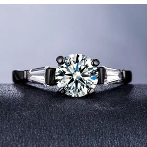 Alice Black Gold White Sapphire Engagement Ring